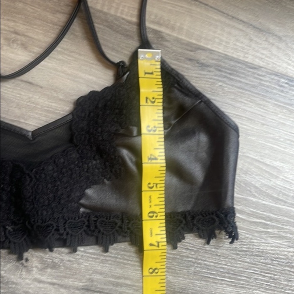 Signature 8, faux leather, lace black, bralette, Small - Picture 5 of 6